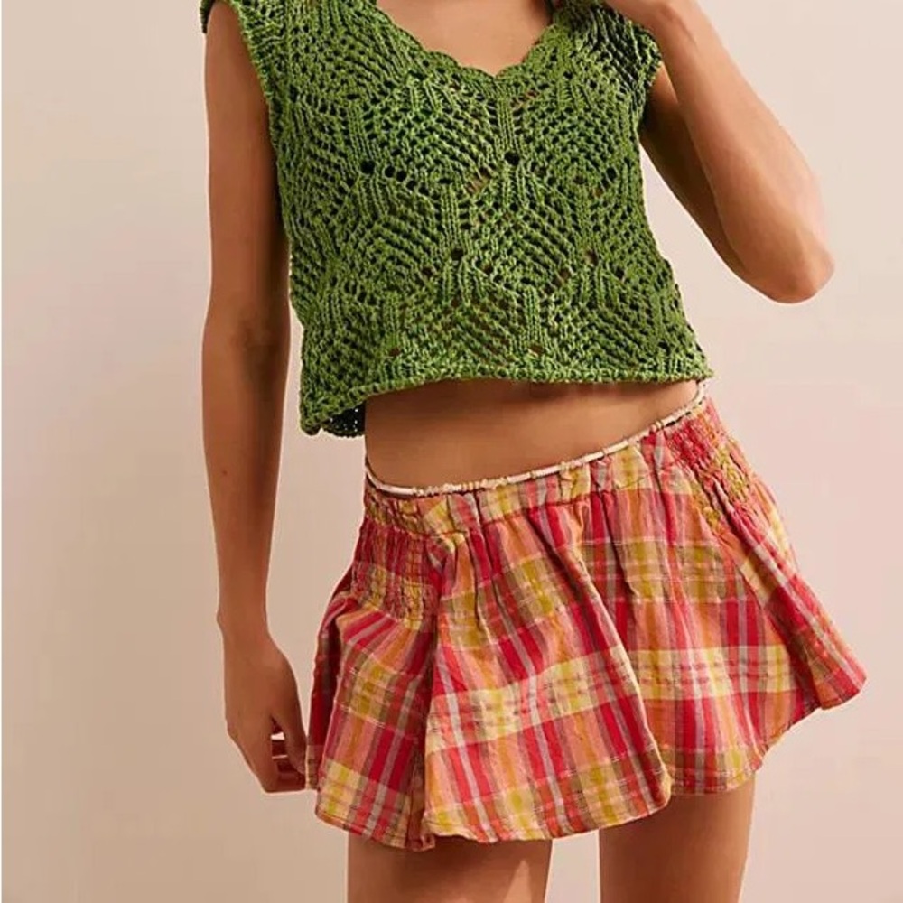Free people high time micro skort plaid